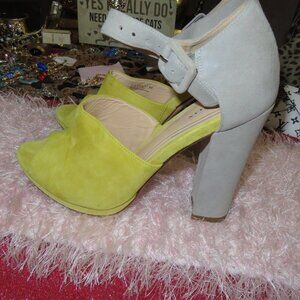 BOGO Cole Haan Nike Air  Color Block Suede Leather Ankle Strap Chunky Heels 8